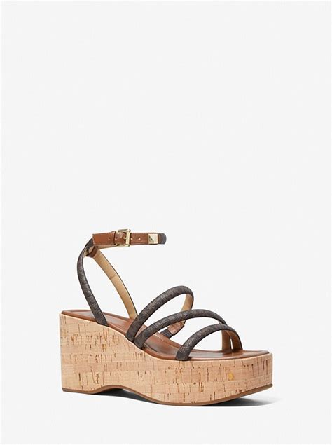 michael kors hazel sandal|Hazel Logo Wedge Sandal .